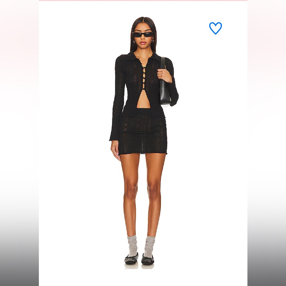 Colette Pointelle Skirt Set in Black SUPERDOWN / REVOLVE